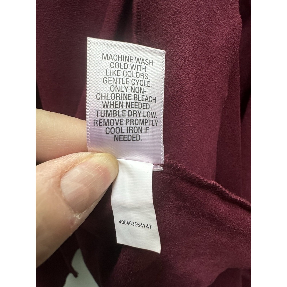 Dana Buchman Suede-feel Blazer Zippered Pockets Women's Size XL Maroon Red - Picture 5 of 11